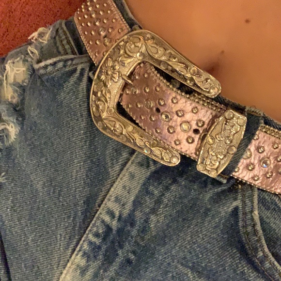 Metallic Pink Rhinestone Cowgirl Belt - Picture 3 of 6